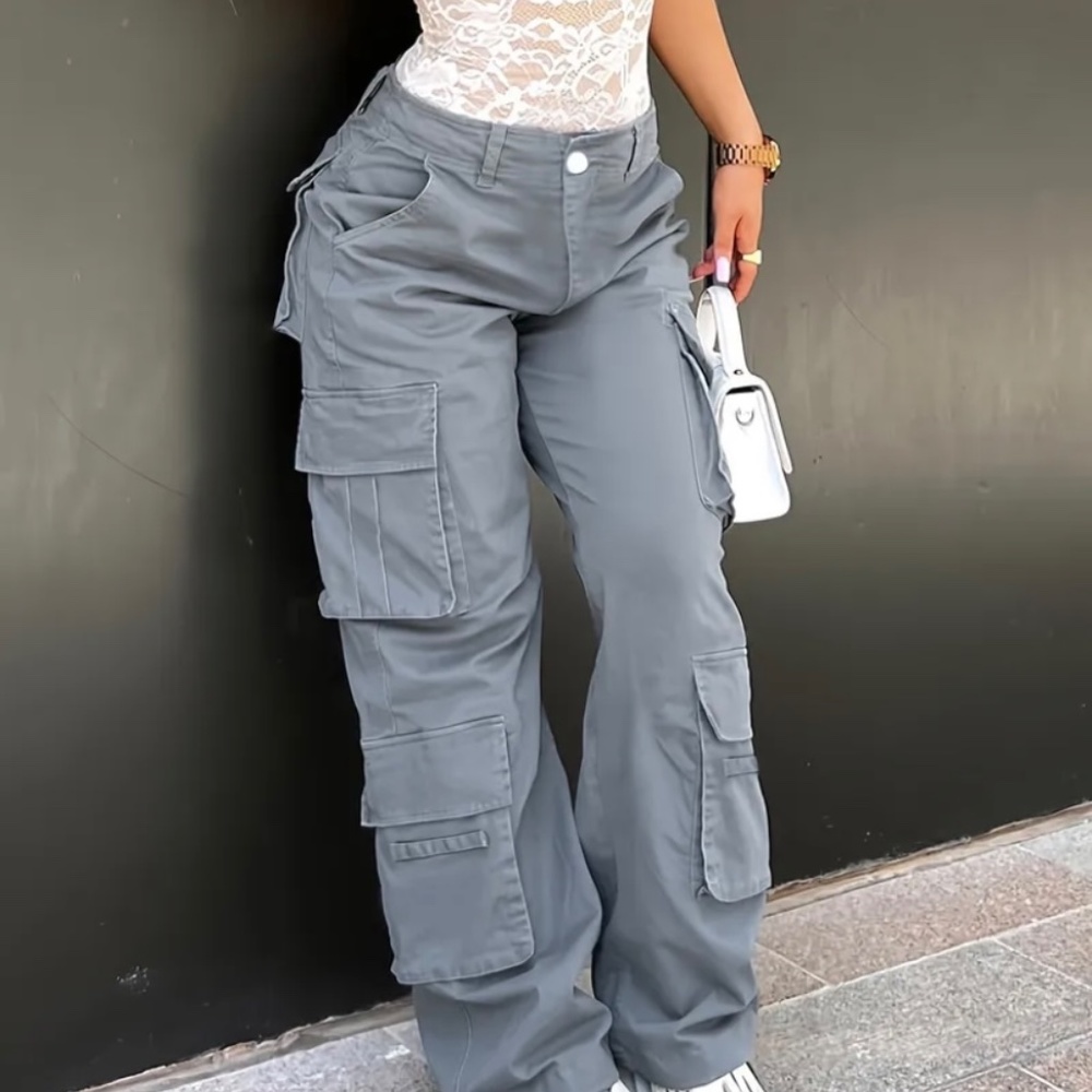 The Rock -Premium Cargo Cotton ✨!!YFI Light Gray Multi Pocket-Style Pants
